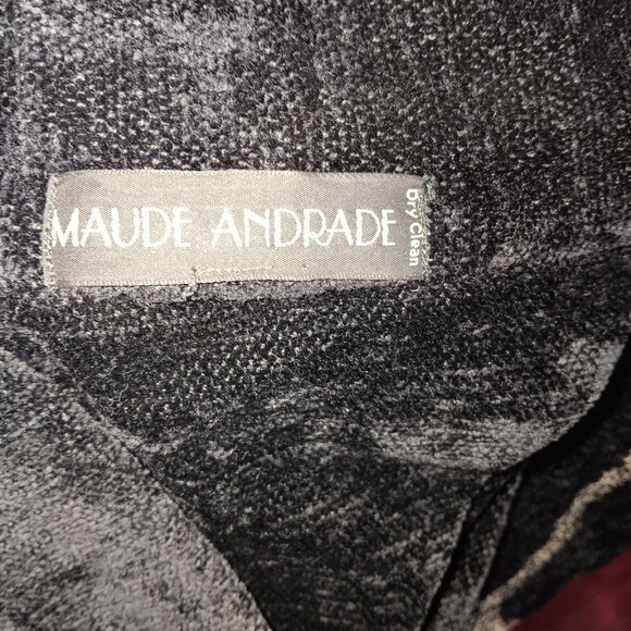 Vintage Women's Large Jacket Maude Andrade Black & White Abstract Woven Art - Picture 5 of 5